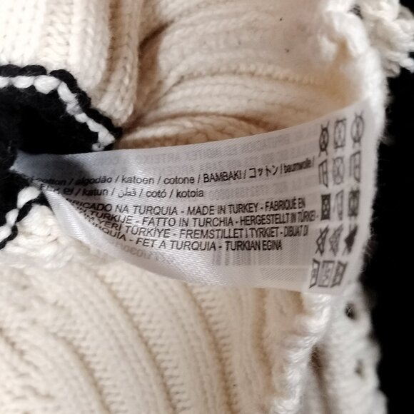 ZARA LIMITED EDITION Striped OPENWORK KNIT Boho Sweater BLACK & WHITE Size L - Picture 6 of 12